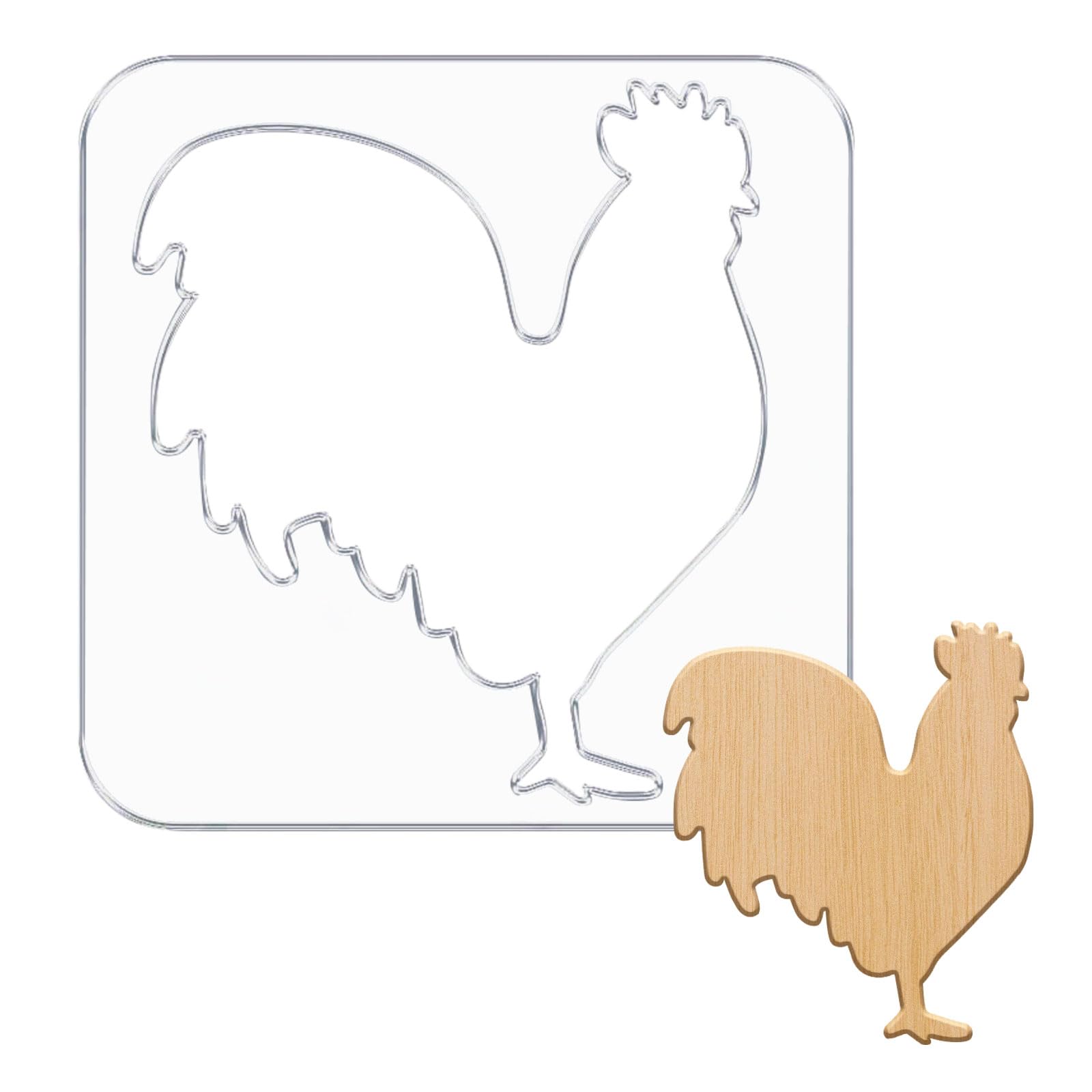 Matrice de découpe coq en acrylique pour fraisage précis du bois