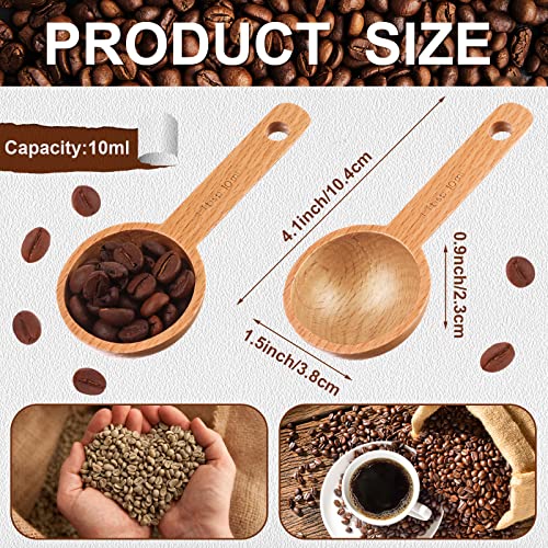 6 Pieces Wooden Coffee Spoon In Beech Coffee Scoop Measuring Scoop For Coffee Beans Wood Table Spoon For Whole Beans Ground Beans Or Tea, Home Kitchen Accessories, 10 Ml #TOP1