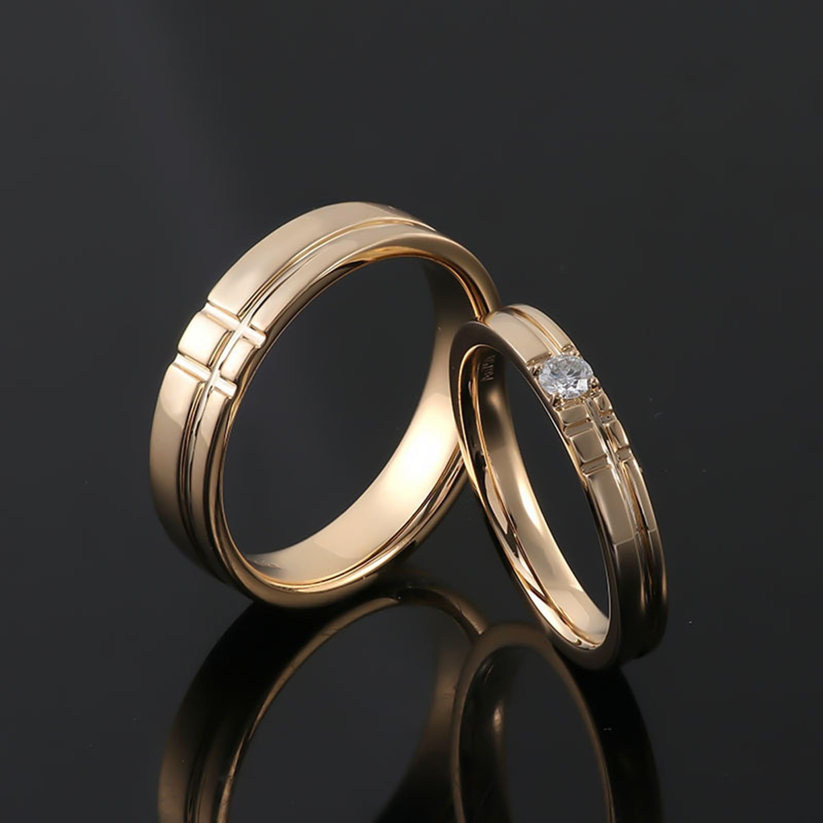 Boho Ringe, Damenringe Poliert mit Kreuzrillen und Moissanit Mutter Tochter Geschenk