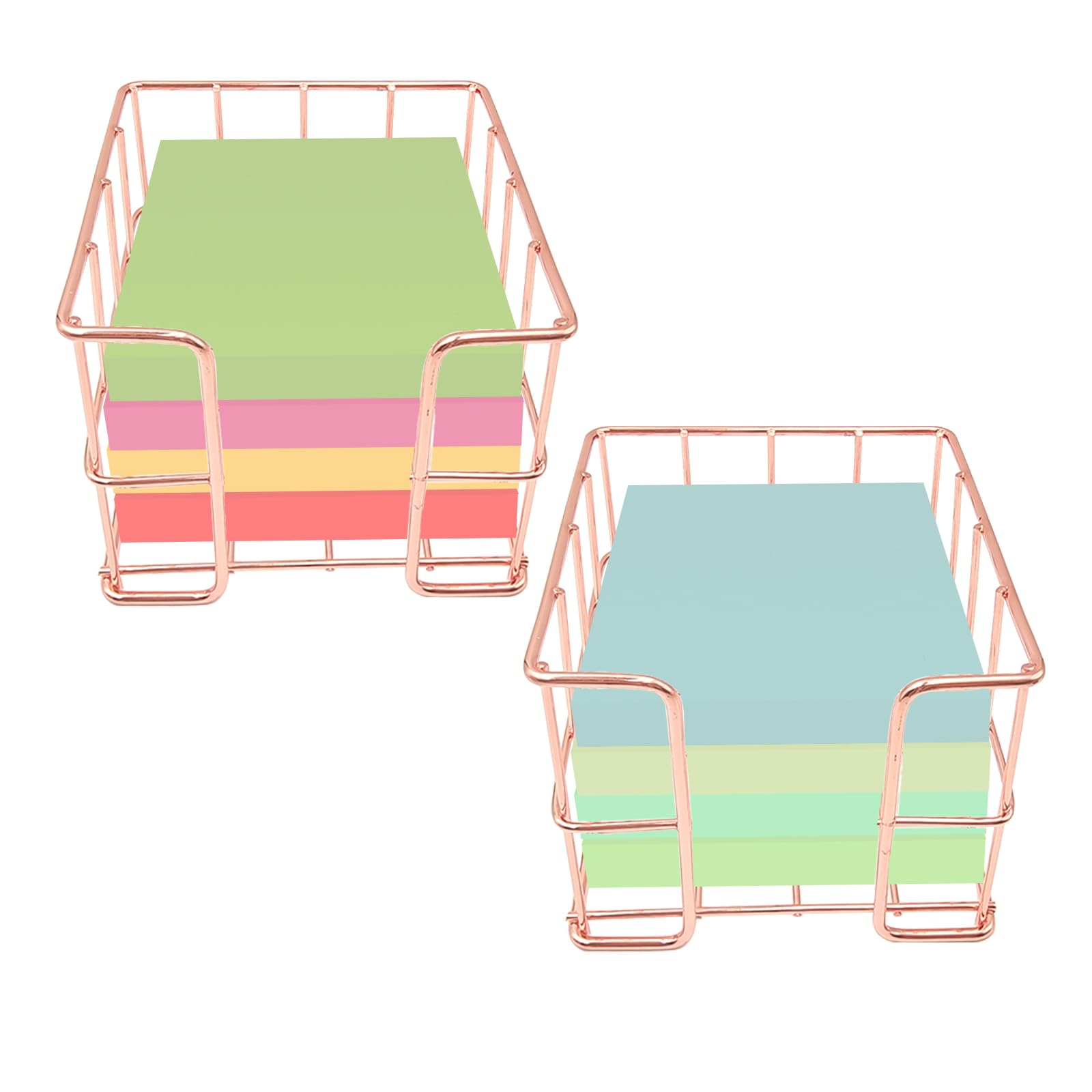 itechpanda 2 Pcs Post Note Holder Sticky Note Holder Notepad Holder Desk Organizer Cute Memo Note Cube Holder Mesh Memo Holder for Office Home School