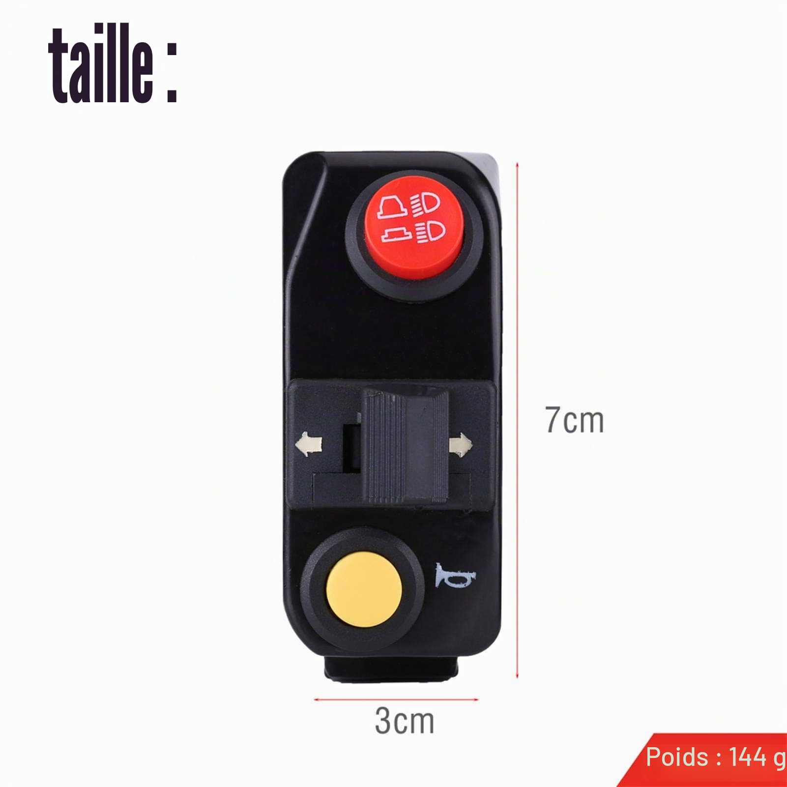 Qiilu 7/8" Interrupteurs de Montage de Guidon de Moto avec Clignotants de Klaxon Contrôle de Feux de Croisement haut(Noir)