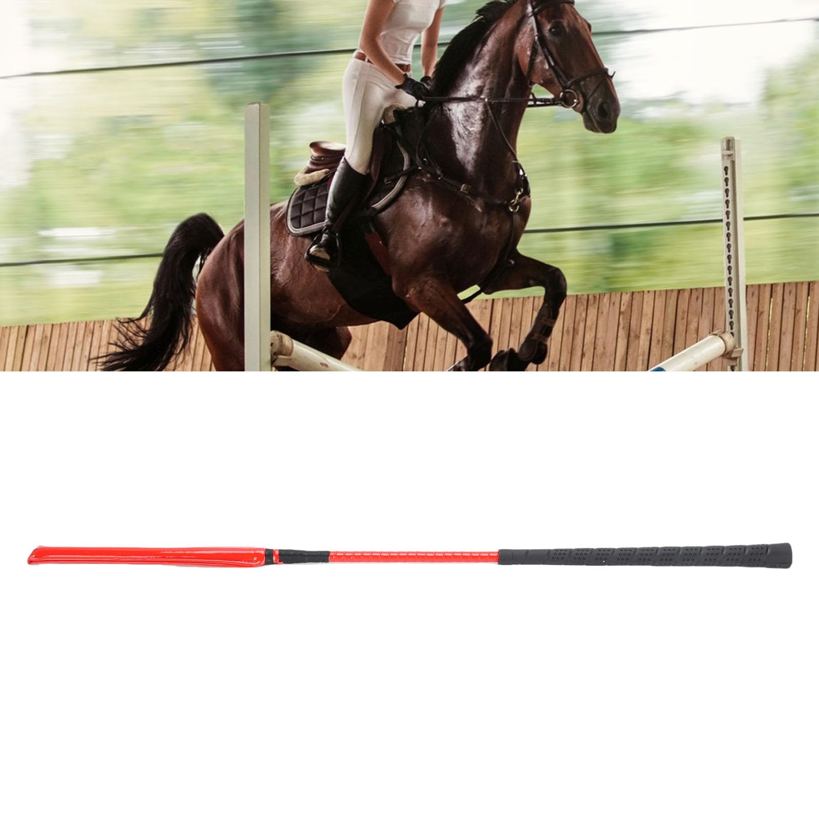 Tbest Frustino da Cavallo in Pelle Verniciata di Alta qualità, Frustino da Equitazione da 65 Cm con Manico Antiscivolo in Silicone, per Addestramento e Competizioni di