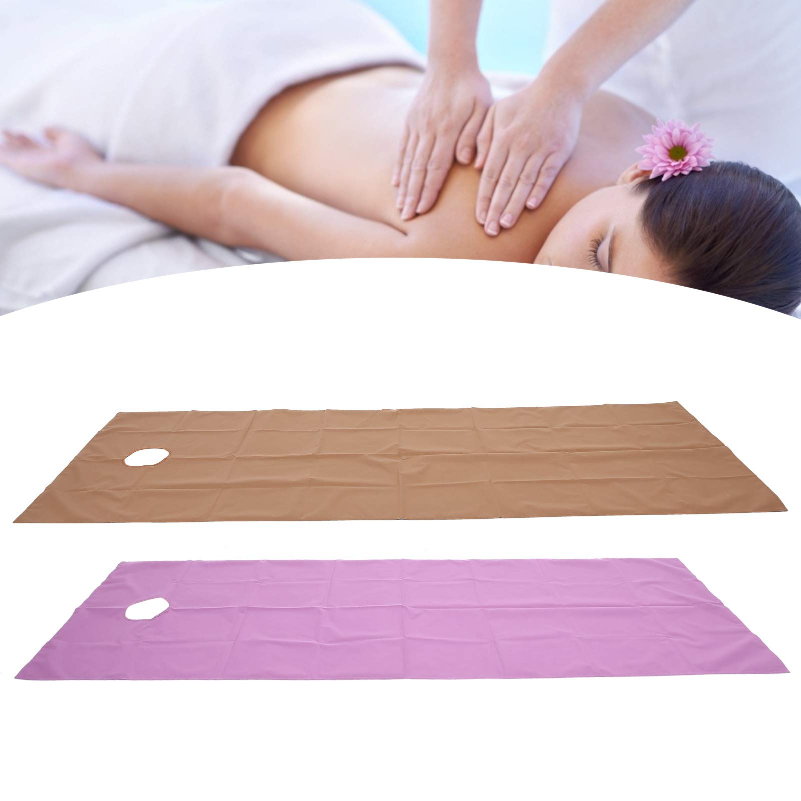 2Pcs Spa Copertura Per Lettino Massaggio, Lenzuolo Per Salone Impermeabile Resistente All'Olio Traspirante Con Un Foro, Lenzuola Per Centro Benessere Per Massaggi Per Salone Di Bellezza(Viola