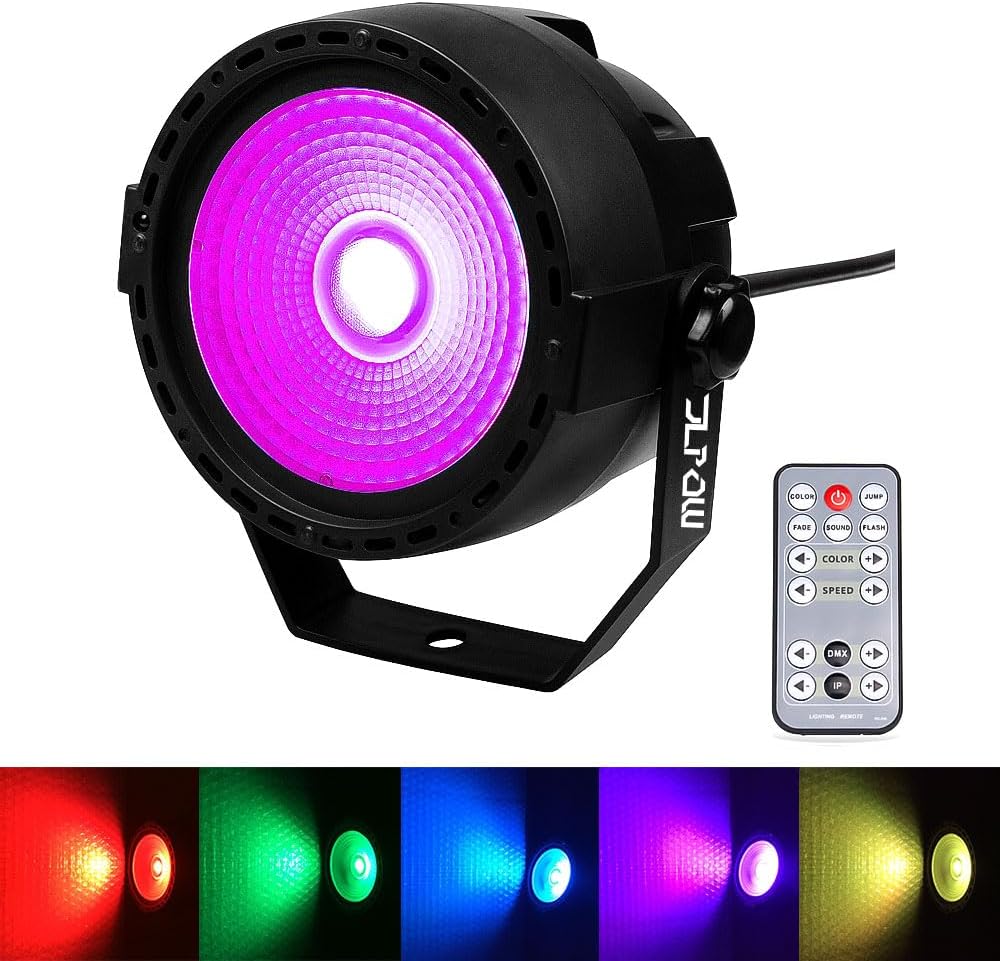 Stage Wash Light, JLPOW Super Bright Mini COB Par Can Lights with DMX and Remote Control, Smooth RGB Color Mixing DJ Up Lighting, for Wedding/Birthdays/Christmas Party Show Dance Gigs Bar Club Church