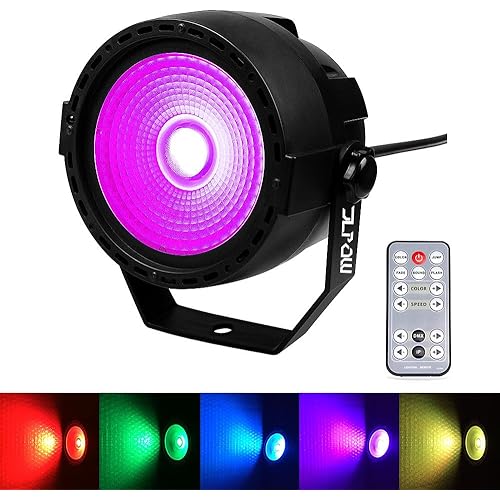 Stage Wash Light, JLPOW Super Bright Mini COB Par Can Lights with DMX and Remote Control, Smooth RGB Color Mixing DJ Up Lighting, for Wedding/Birthdays/Christmas Party Show Dance Gigs Bar Club Church
