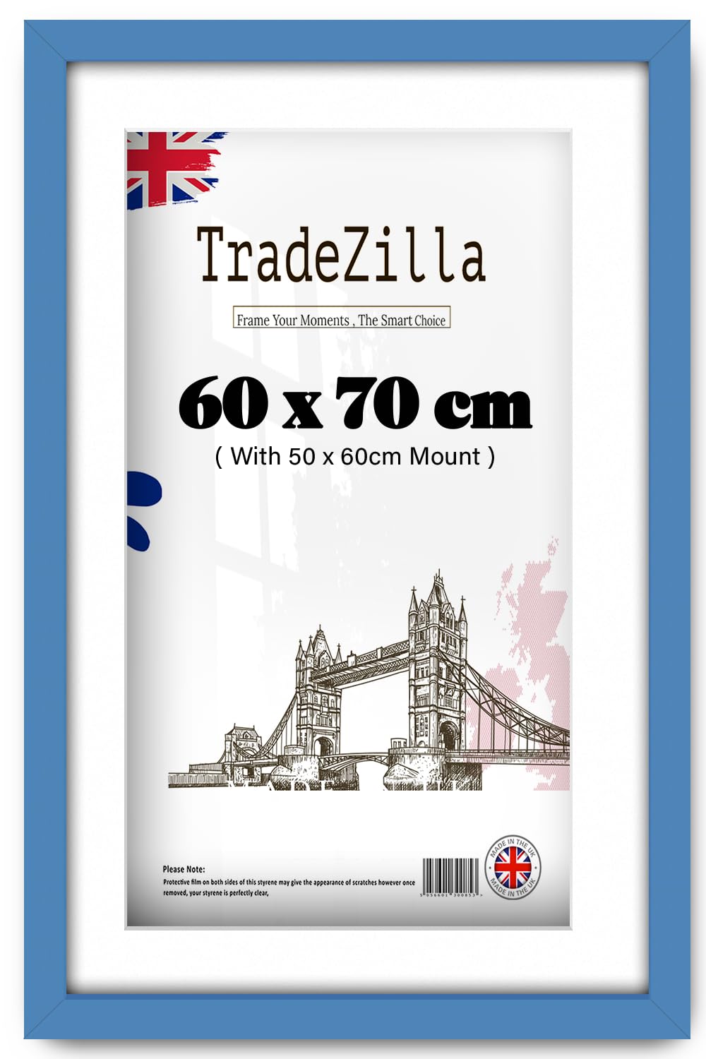 Tradezilla Blue | Rectangle (60 X 70 Cm) With 60 X 50 Cm White Mount Eton Wood Frame – 28 X 24 Frame [ ]