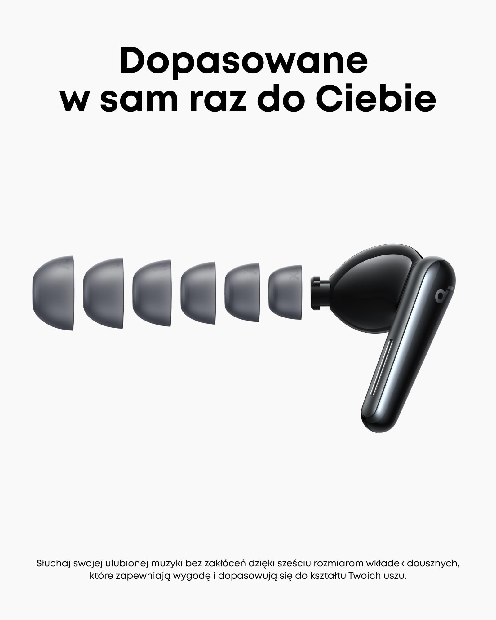 soundcore Liberty 5 Firmy Anker, Bezprzewodowe Słuchawki z Tłumieniem Hałasu, 2x Silniejsza Redukcja Głosu, Adaptacyjne Tłumienie Hałasu, Szybkie Ładowanie, Dolby Audio (Czarny)