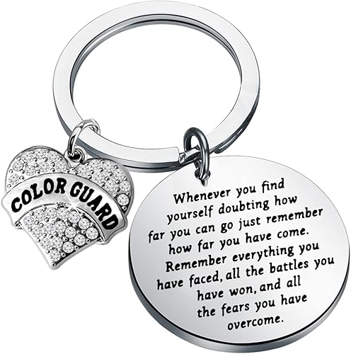 TIIMG Colorguard - Llavero con cita inspiradora, protector de color, regalo de bandera, joyería para niñas mayores
