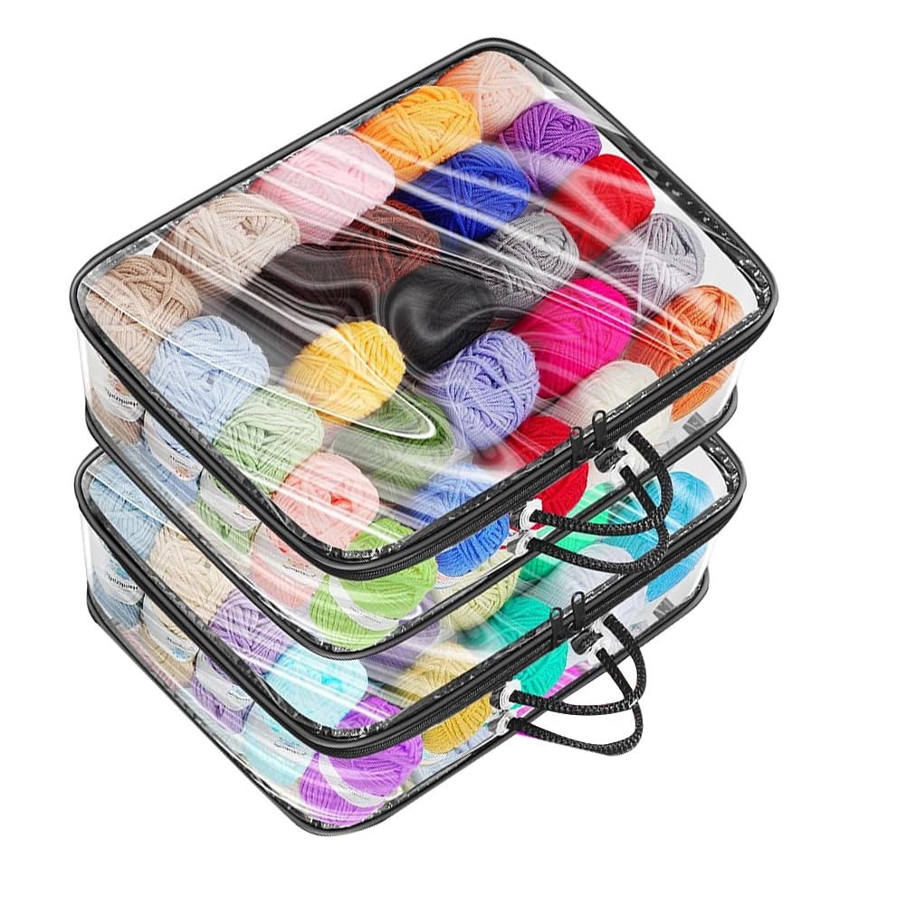 Yogelgs 3 Pack Clear Yarn Storage Bags Yarn Storage Organizer Tote Bag For Knitting Needles Crochet Hooks Yarn Balls Yarn