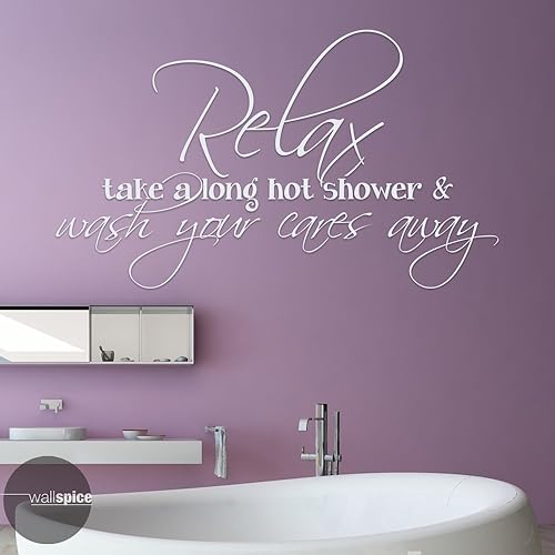 Miniatura 3 de Relax Take A Long Hot Shower And Wash Your Cares Away Vinyl Wall Decal Sticker