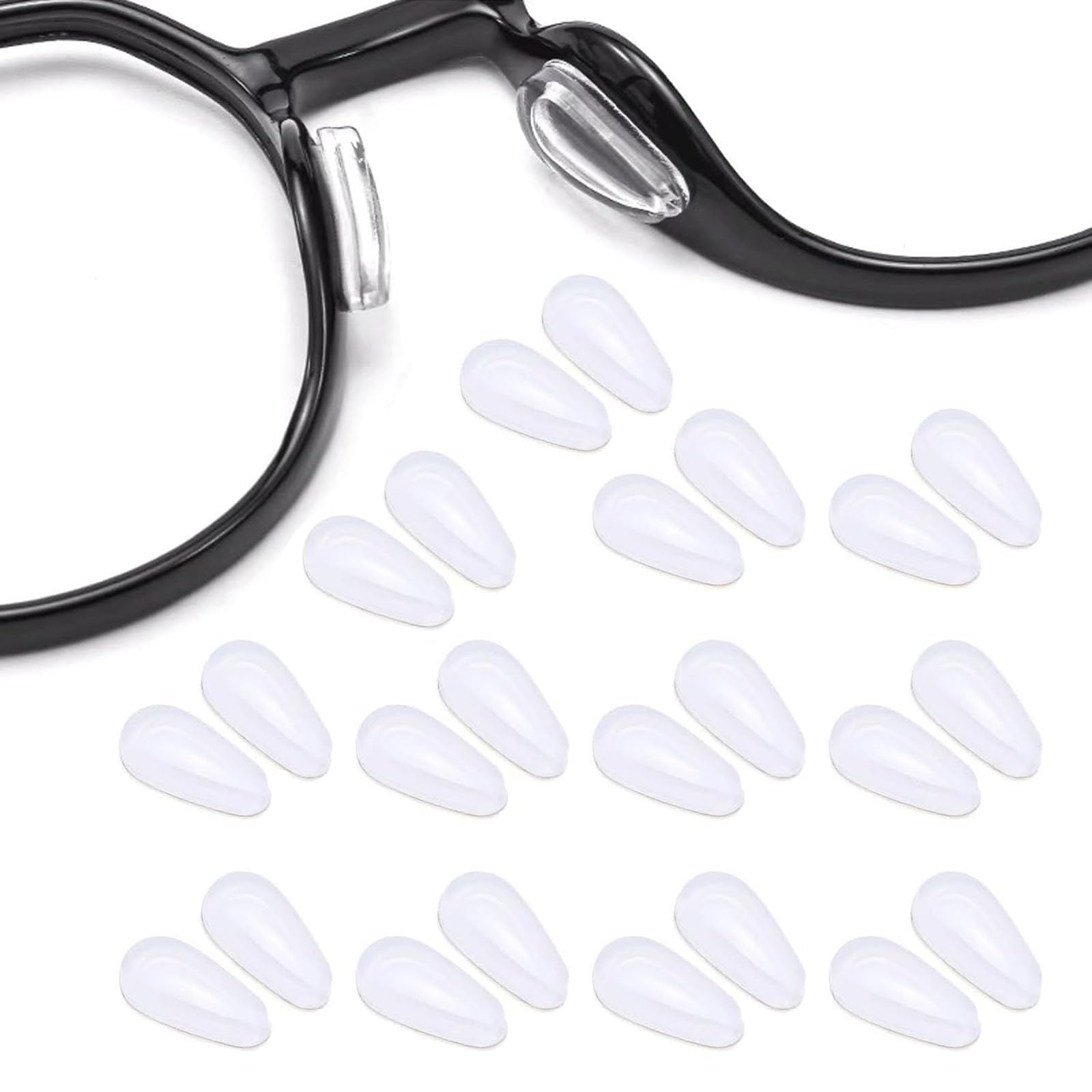 HREDZEO Silicone Nose Pads, 12 Pairs Clear Glasses Nose Pads Silicone Nose Pad Non-Slip Adhesive Pad Adhesive Ultra Thin Clear Nose Pads for Glasses Sunglasses