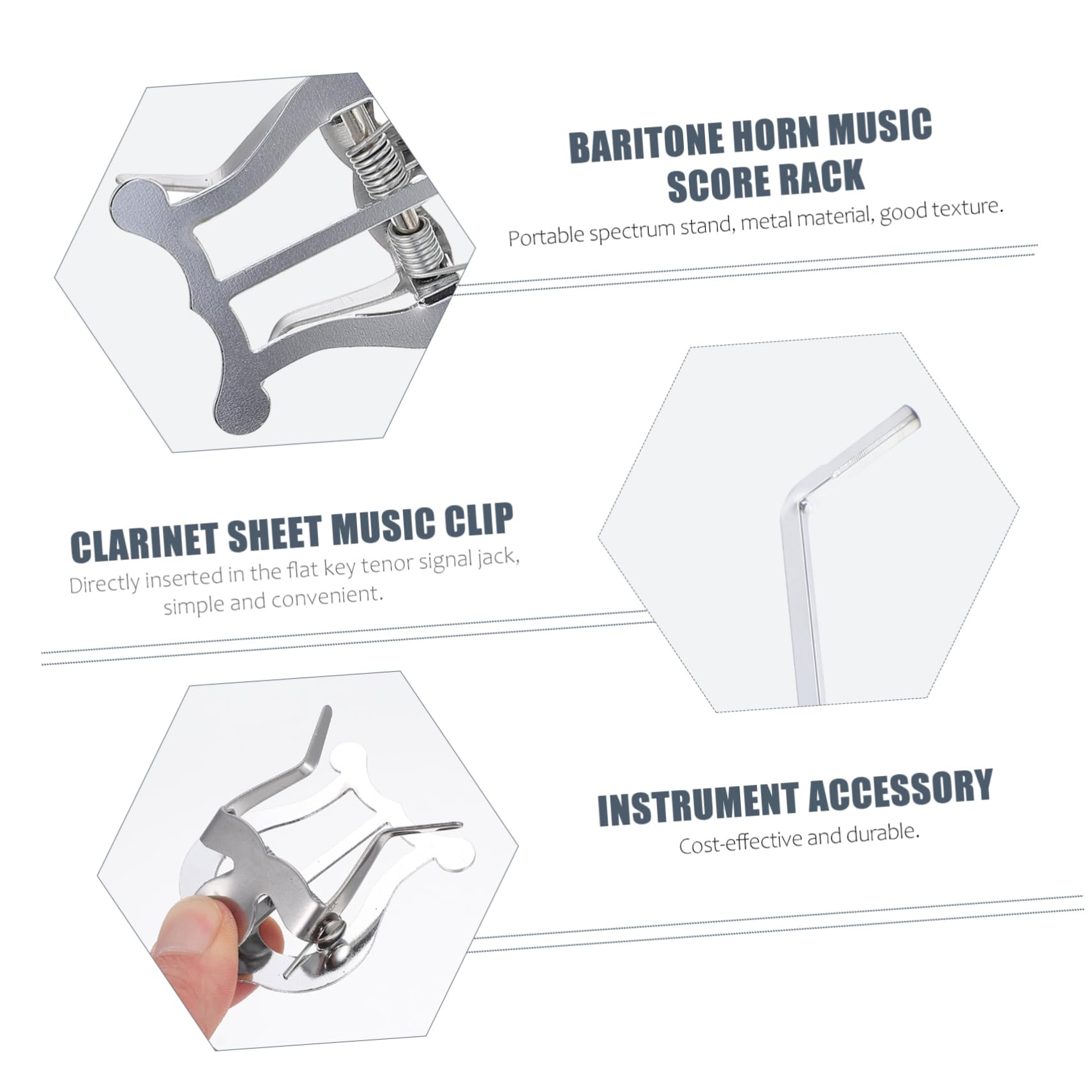 YARNOW Marching Clamp Sheet Music Holder for Clarinet Baritone Horn Flat Key Music Stand Material Simple Stylish Design