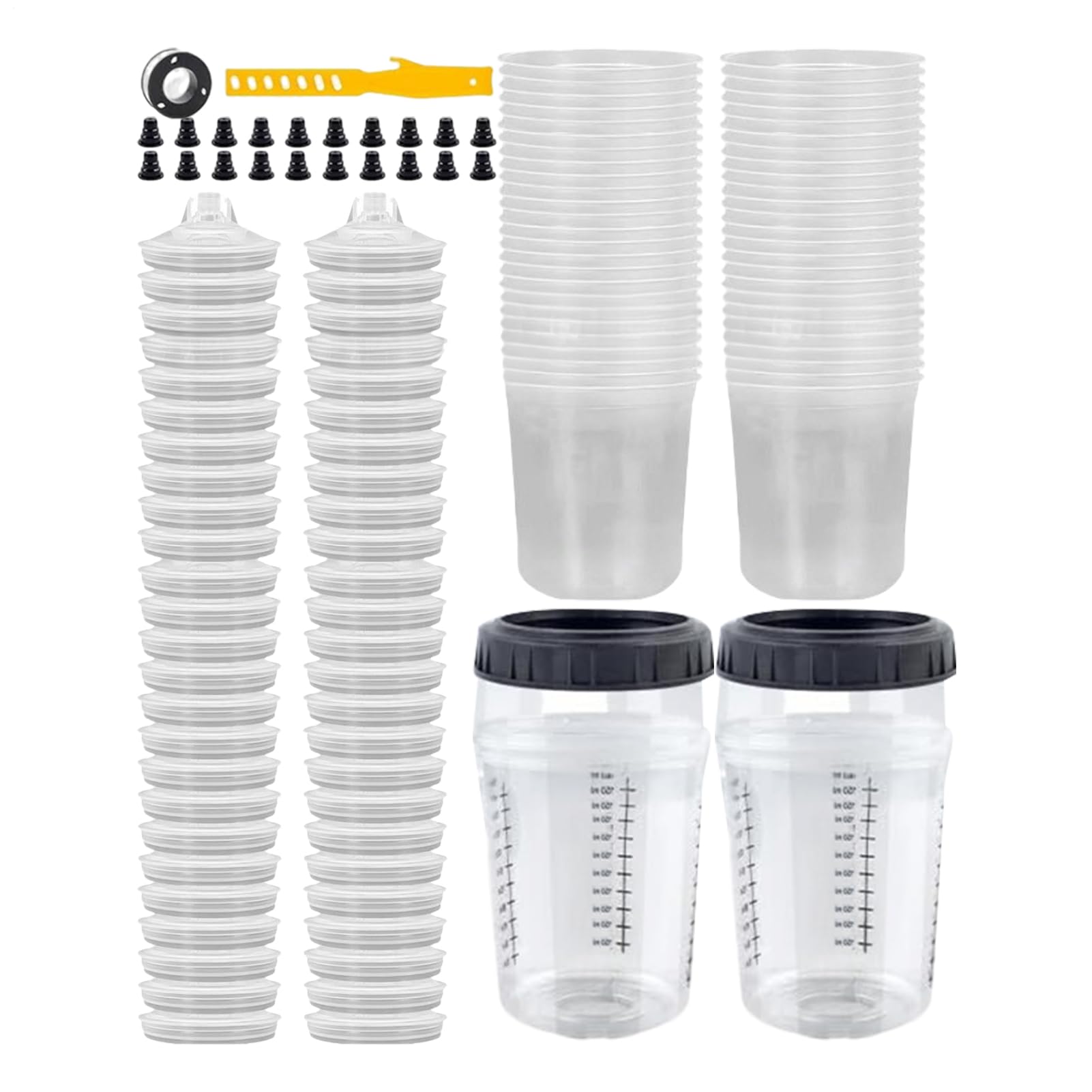 Vasos Mezcladores De Pintura Medidores de Pintura de 6 Onzas 165 ml | Recipiente Transparente Multifuncional Para Artes Manualidades Reparación De Coches Renovación Modificación
