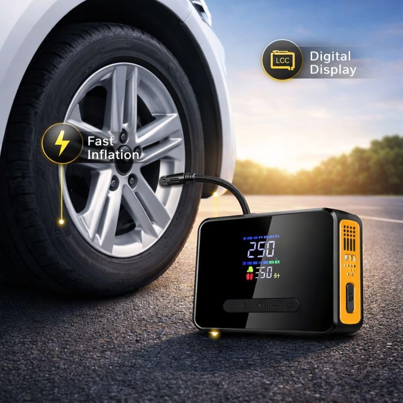 Image of YOURKARTS.COM 2-in-1 Car Jump Starter & Tyre Inflator - 8000mAh Emergency Power Bank, 12V 1000A Peak Output, Dual USB Charging, LED Flashlight, 60W Air Compressor (CX-319)