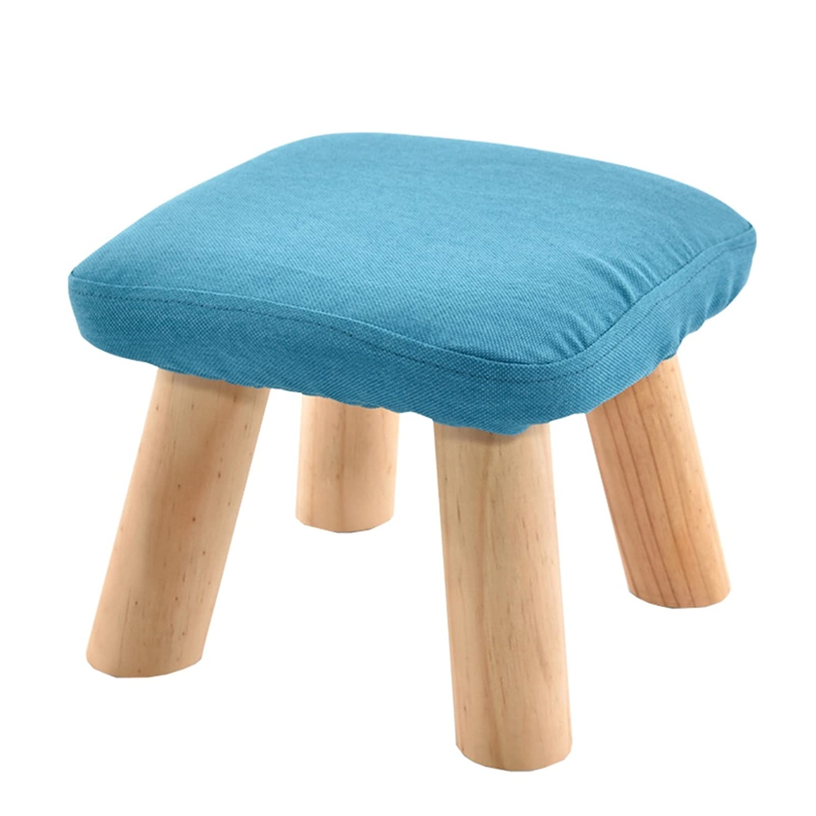 Repose-pieds cube en bois massif et tissu respirant de 28x28x21 cm