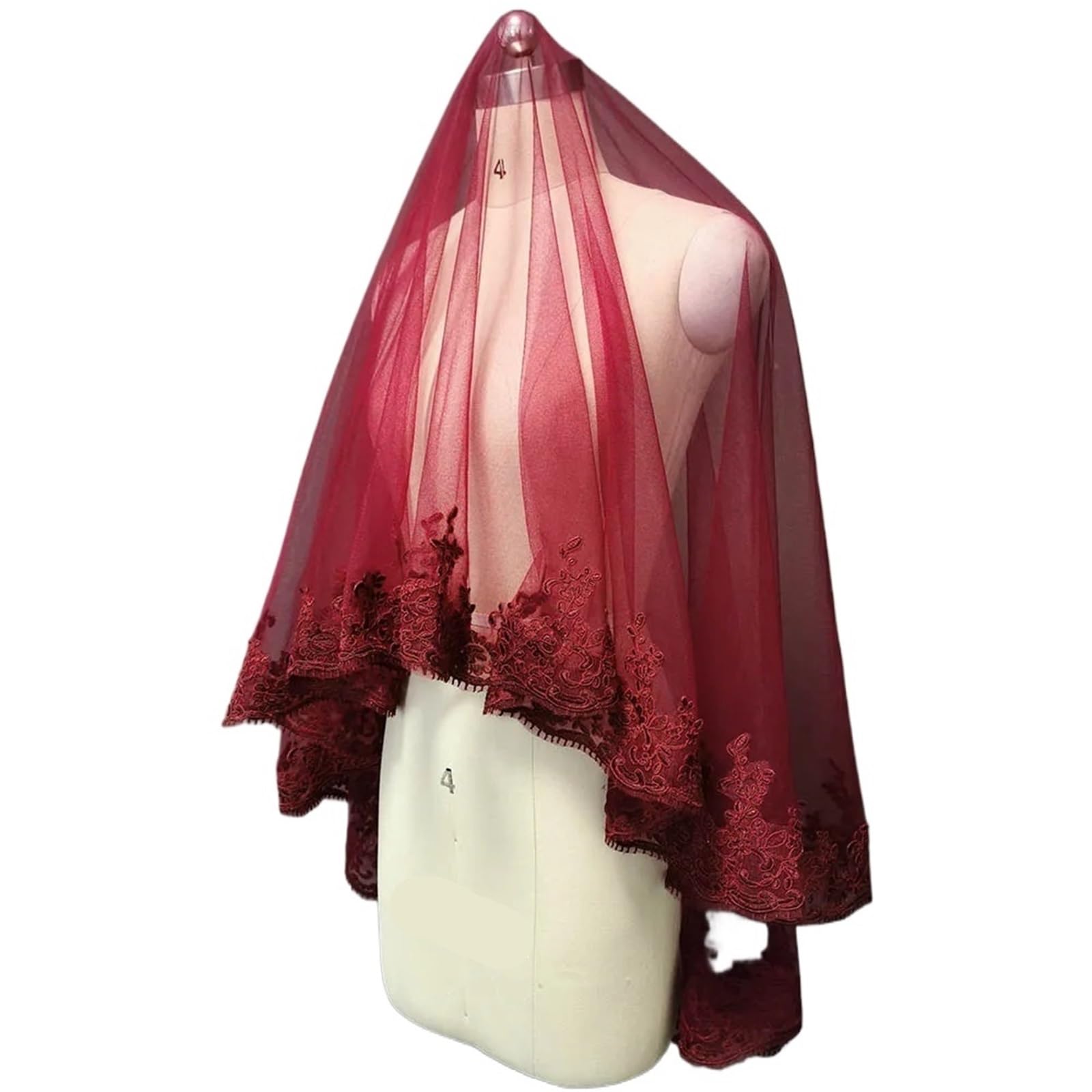 Brautschleier Dunkler Hochzeitsschleier mit Gürtel, einlagig, kurzer Brautschleier, Hochzeitsaccessoires(No blet)