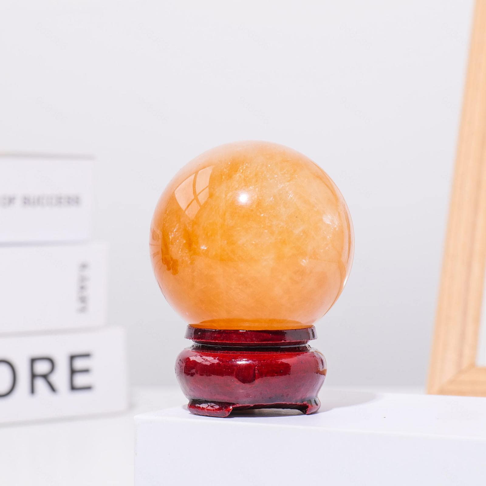 PKNVKZIDK Fluorite Ball Sphere and Quartz Hand Crystal Home Feng Shui Decoration Accessory Stone,Yellow Iceland-5cm