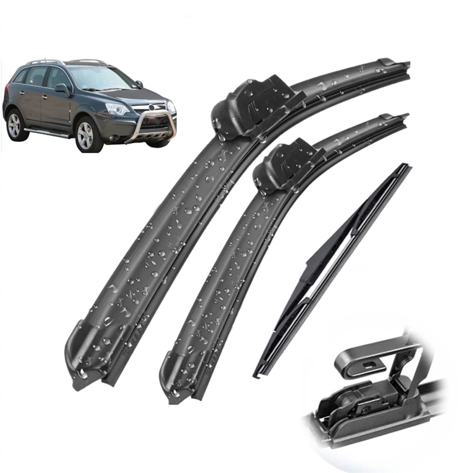 Kit de balais d'essuie-glace avant et arrière 24 16 12 pouces pour Opel Antara SUV