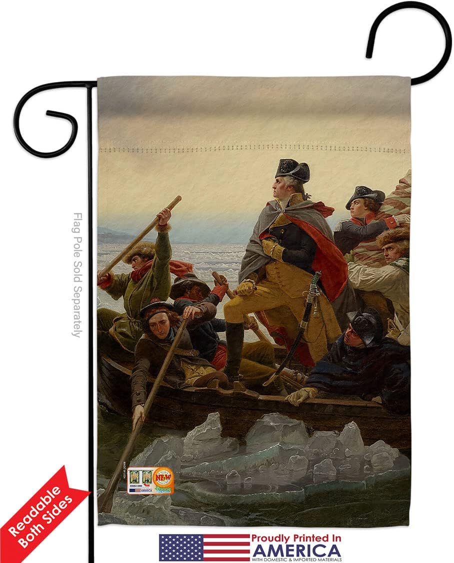 Washington Crossing the delaware Garden Flags Pack Americana US Historic July Memorial Veteran Independence United State American Vintage Applique Gift Yard House Double-Sided 13 X 18.5