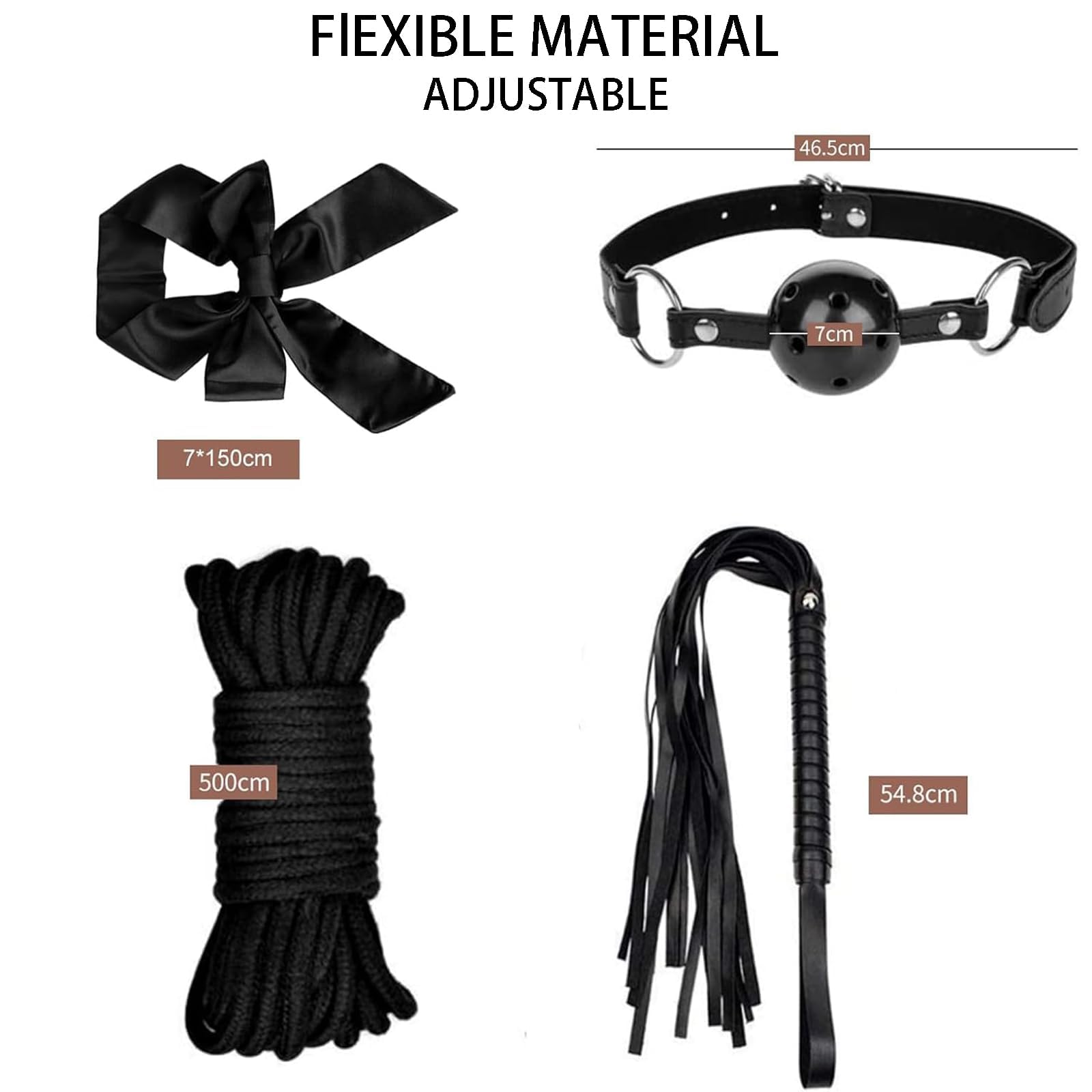 Kit de Bondage BDSM de Cuero Premium, 11 Piezas - Set de Ataduras Ajustables para Parejas, Esposas Suaves,Sistema de Sujeción para Cama con Cierre de Seguridad,Accesorios Fetiche para Adultos (Negro)