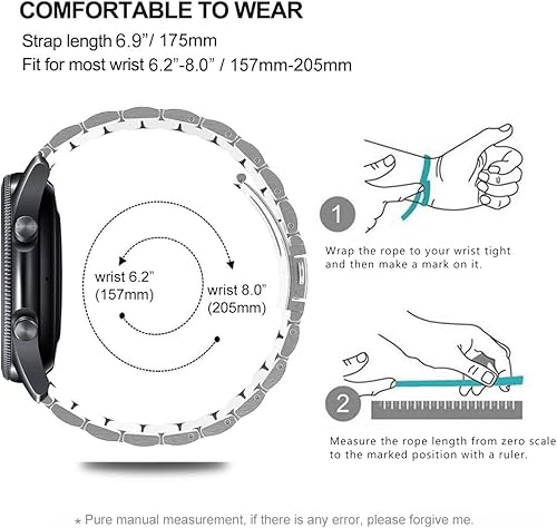 Vista 127 de Correas compatibles con Samsung Galaxy Watch de 1.81 pulgadas / Galaxy 3 de 1.772 pulgadas, correa de repuesto de metal de acero inoxidable para Azul