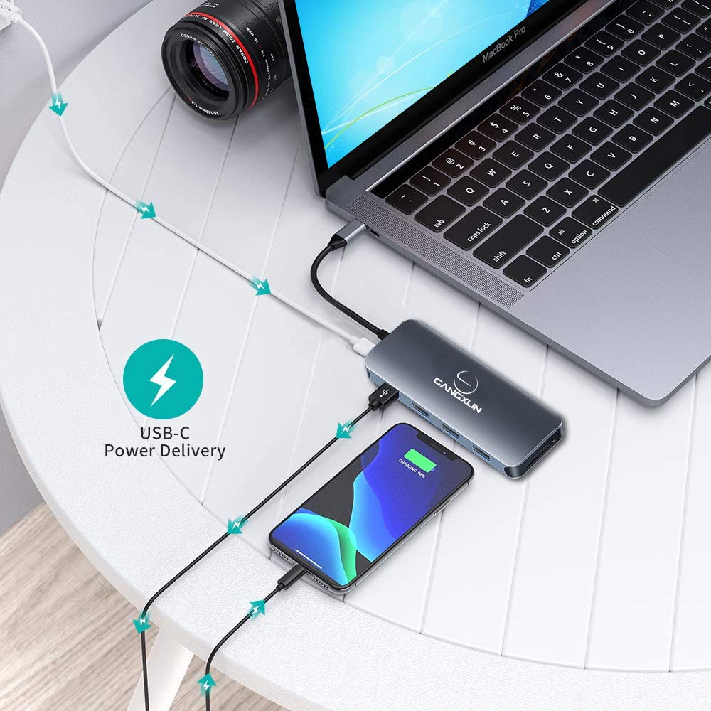Adaptador multipuerto USB C 12 en 1, HDMI 4K, VGA, puertos USB 3.0, lector de tarjetas TF/SD, PD tipo C, Gigabit Ethernet RJ45, compatible con MacBook Air/Pro, más dispositivos tipo C