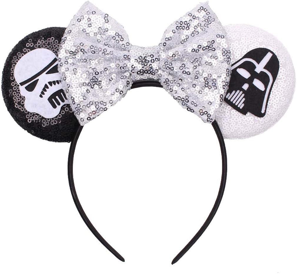YanJie Mouse Ears Bow Headbands, Glitter Party Hot Pink Princess Decoration Cosplay Costume for Girls & Women (DSNFG-11)