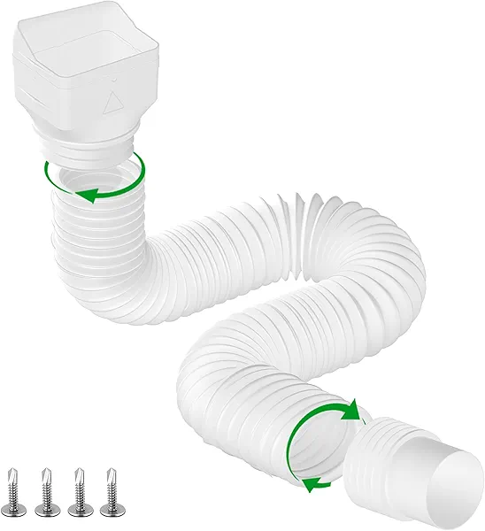Binazon 1 Pack White-Rain Gutter Downspout Extensions, Gutter Extender for Rainwater Drainage Flexible, Down Spout Drain Extension Pipe, Extendable from 21 to 62 Inches (Fit 3"x 4" downspouts)