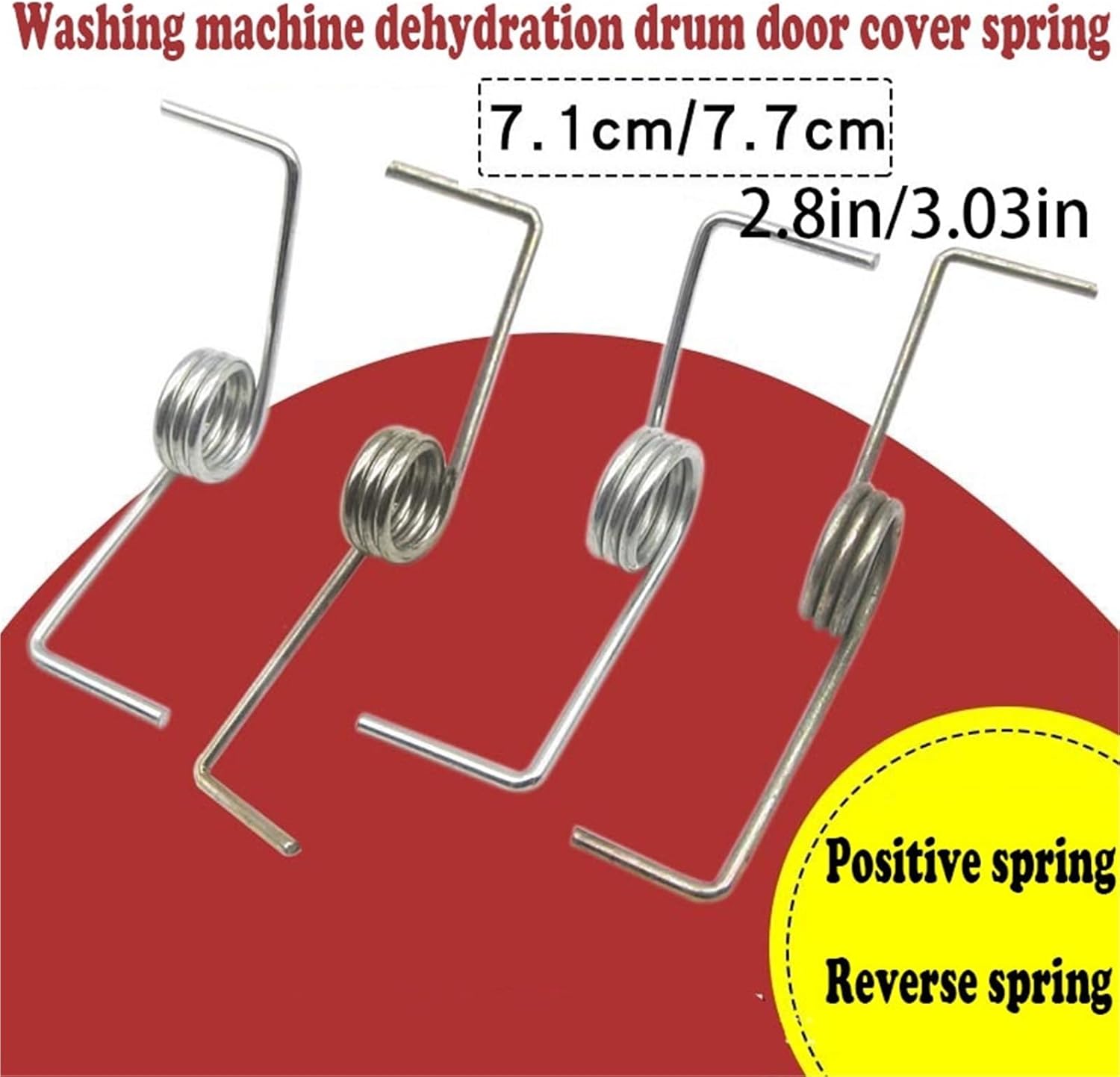 Semi-automatic washing machine lid spring, left and right drying door leaf spring, washing cover plate pressing plate positive and negative spring accessories(7.7cm/3.03in Reverse,1000)