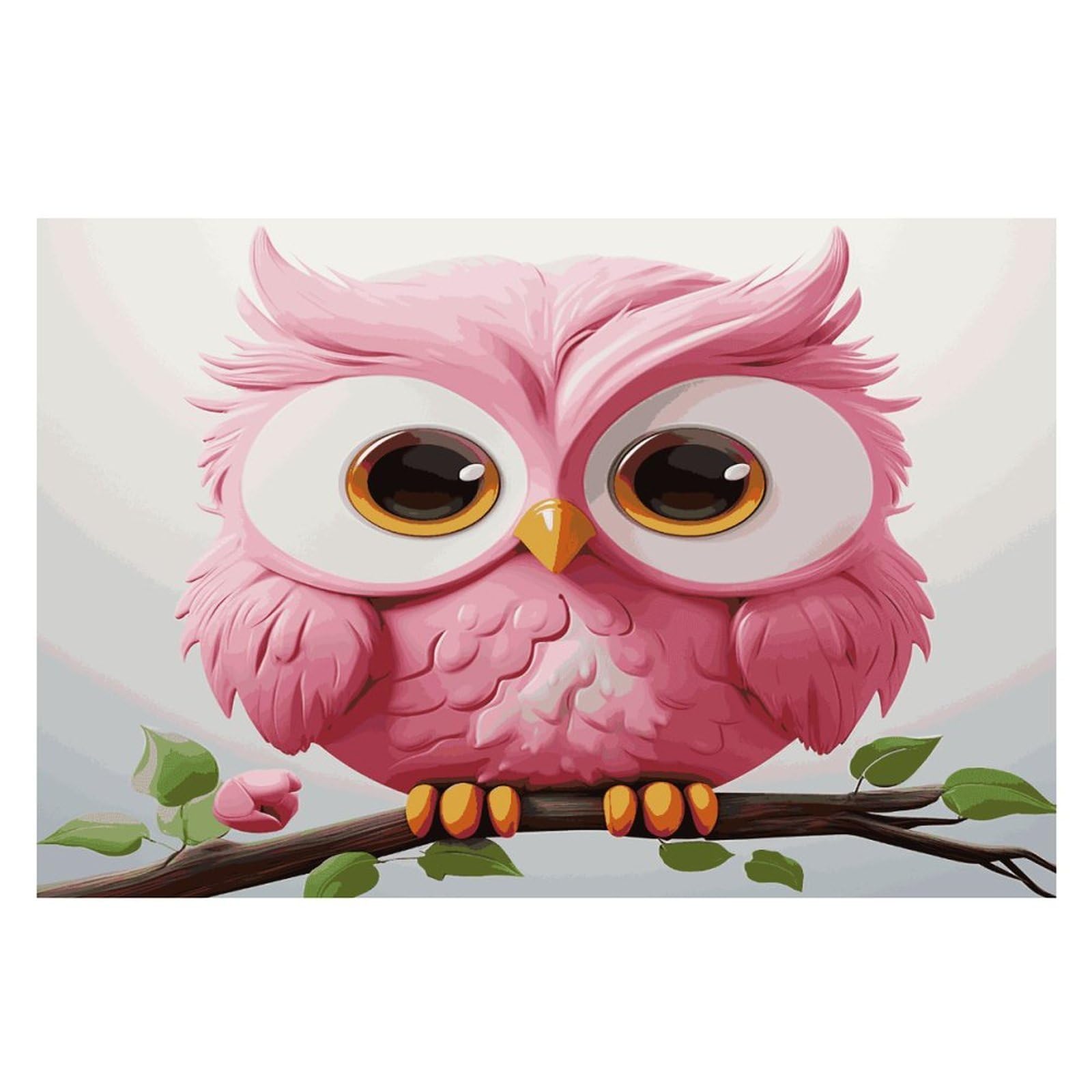 A Pink Owl Placemats Heat-Resistant Washable Place Mats Anti Slip Dining Table Place Mats Wipeable Dining Table Mats Kitchen Decoration Placemats 17.7’’×11.8’’