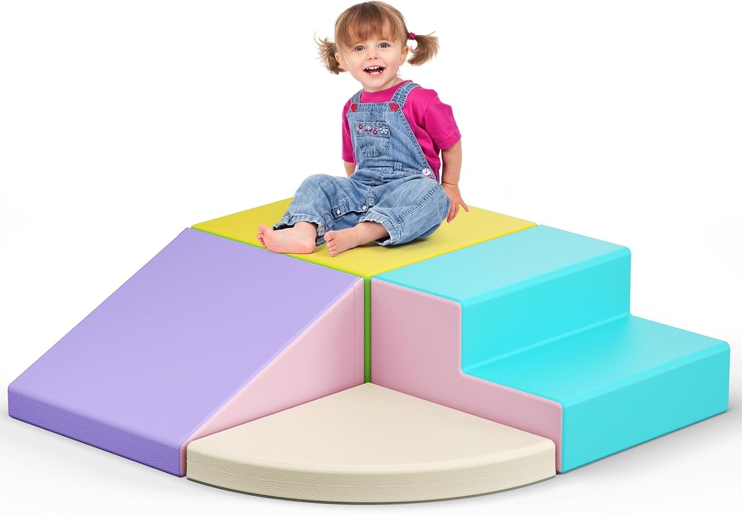 Blocchi da arrampicata bianchi per bambini, rivestimento in PU antigraffio, facile da pulire, chiusura con cerniera nascosta, schiuma ad alta elasticità