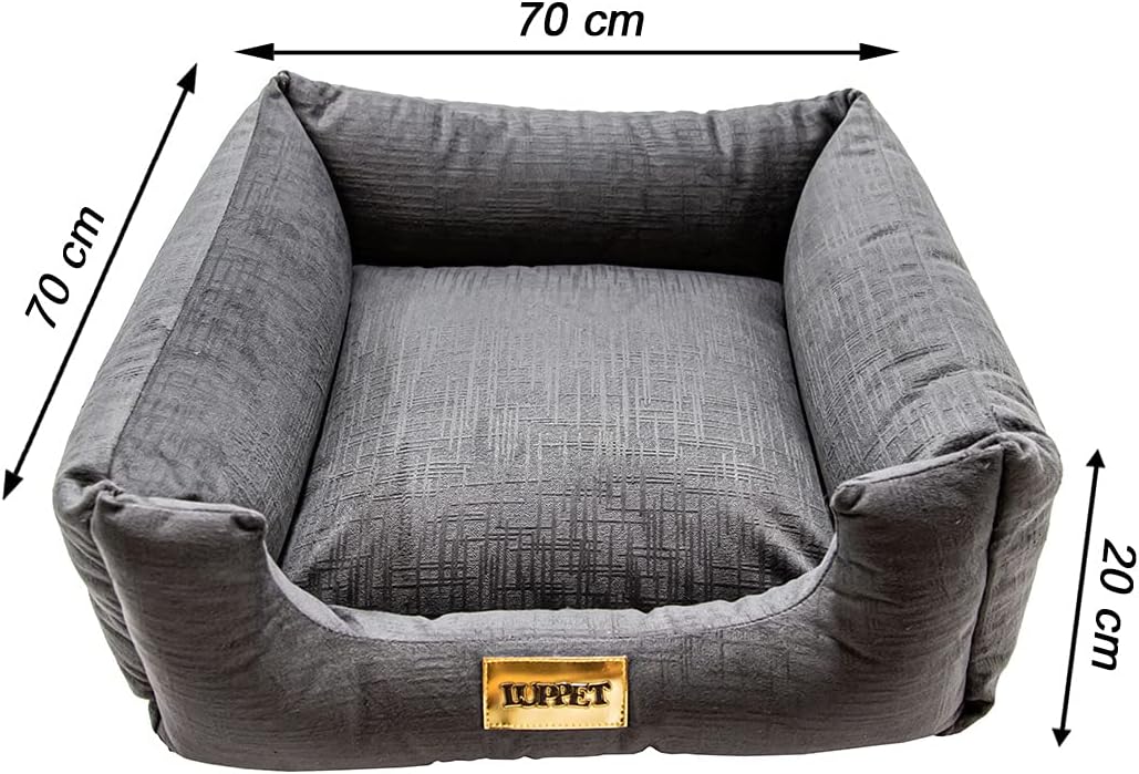 Luppet Cama Luxo Para Cachorro Médio Grande Porte Acima De 13Kg Grafite Liso Gg