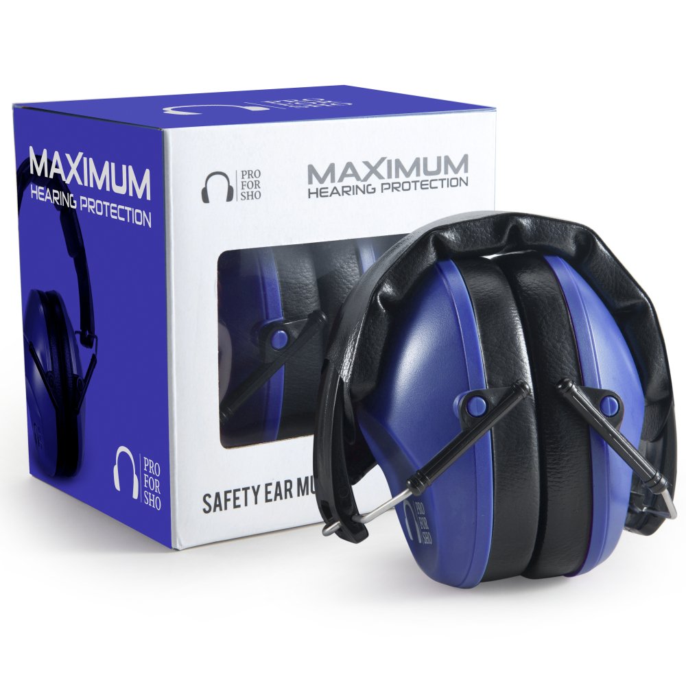Pro For Sho 34dB NRR Ear Protection, Noise Reduction Ear Muffs - Blue