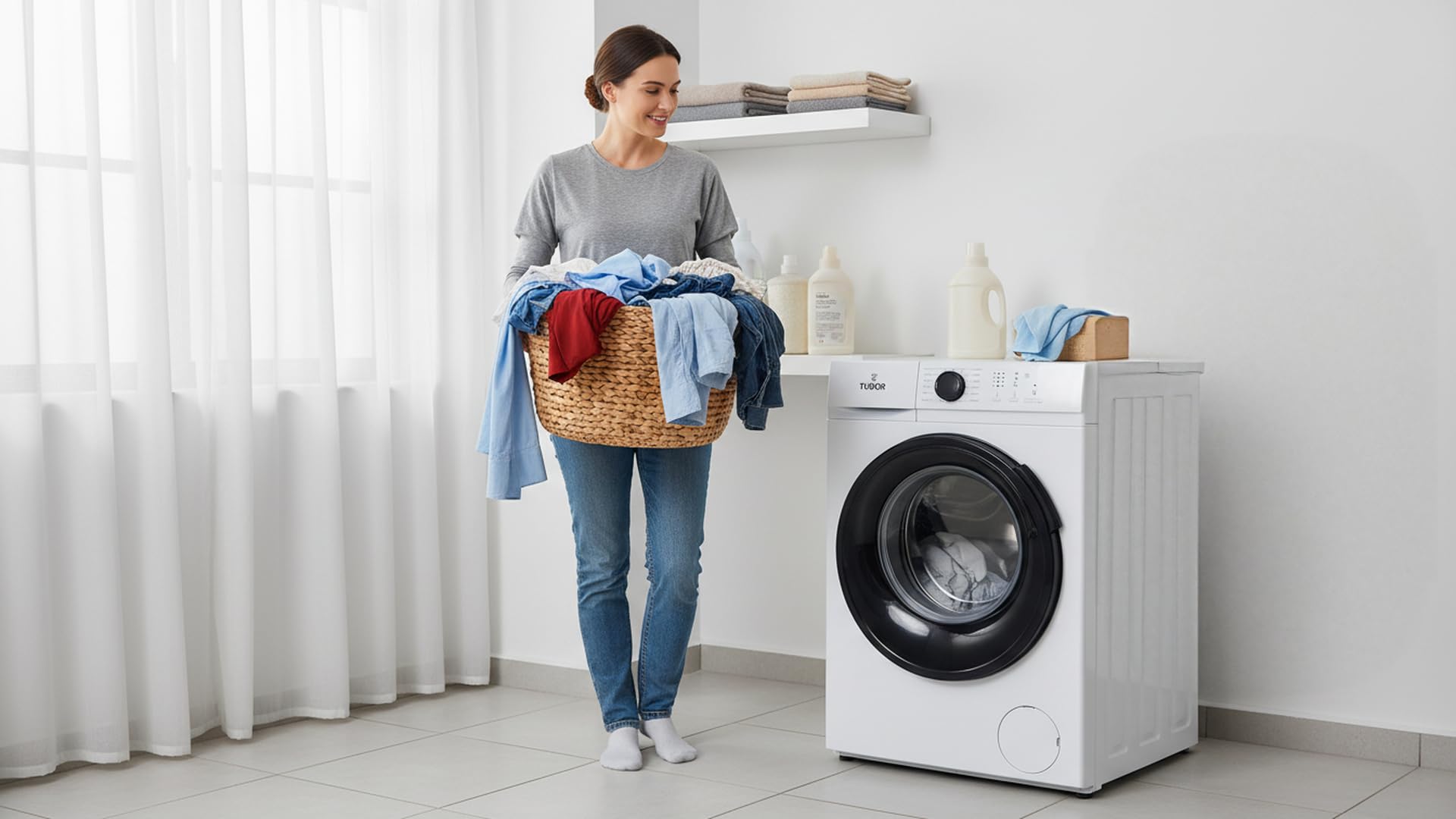 Lavatrice a Carica Frontale 6 kg Bianco Classe A 598×400×845 mm Vapore Rapido BLDC Inverter 1200 RPM 12 Programmi