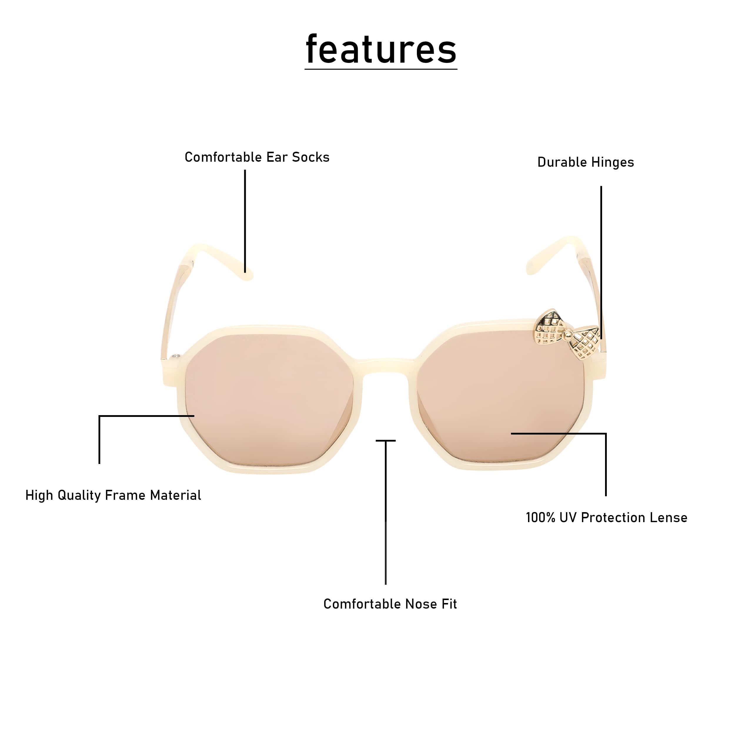 SPIKY Girls Hexagon Polarized Hexagonal Sunglasses With Protective Case Brown Frame, Brown Lens, Free Size - (Pack Of 1) 4