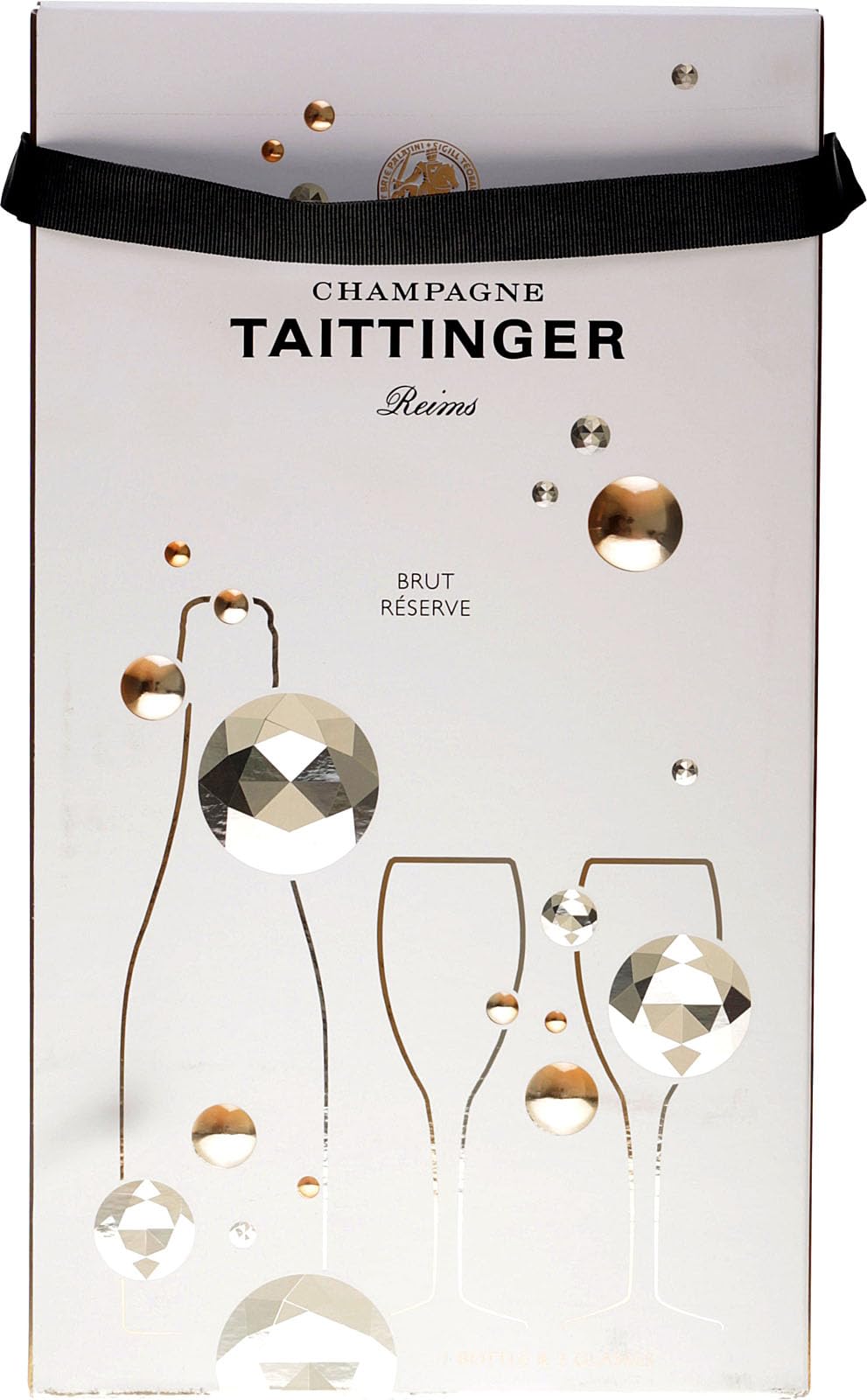 Taittinger Champagne Reserve Brut mit 2 Champagnergläsern GP 0,75 Liter 12,5 Vol.