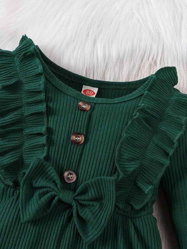 Image of Niren Enterprise Green Siskin Button Front Baby Girl Frock