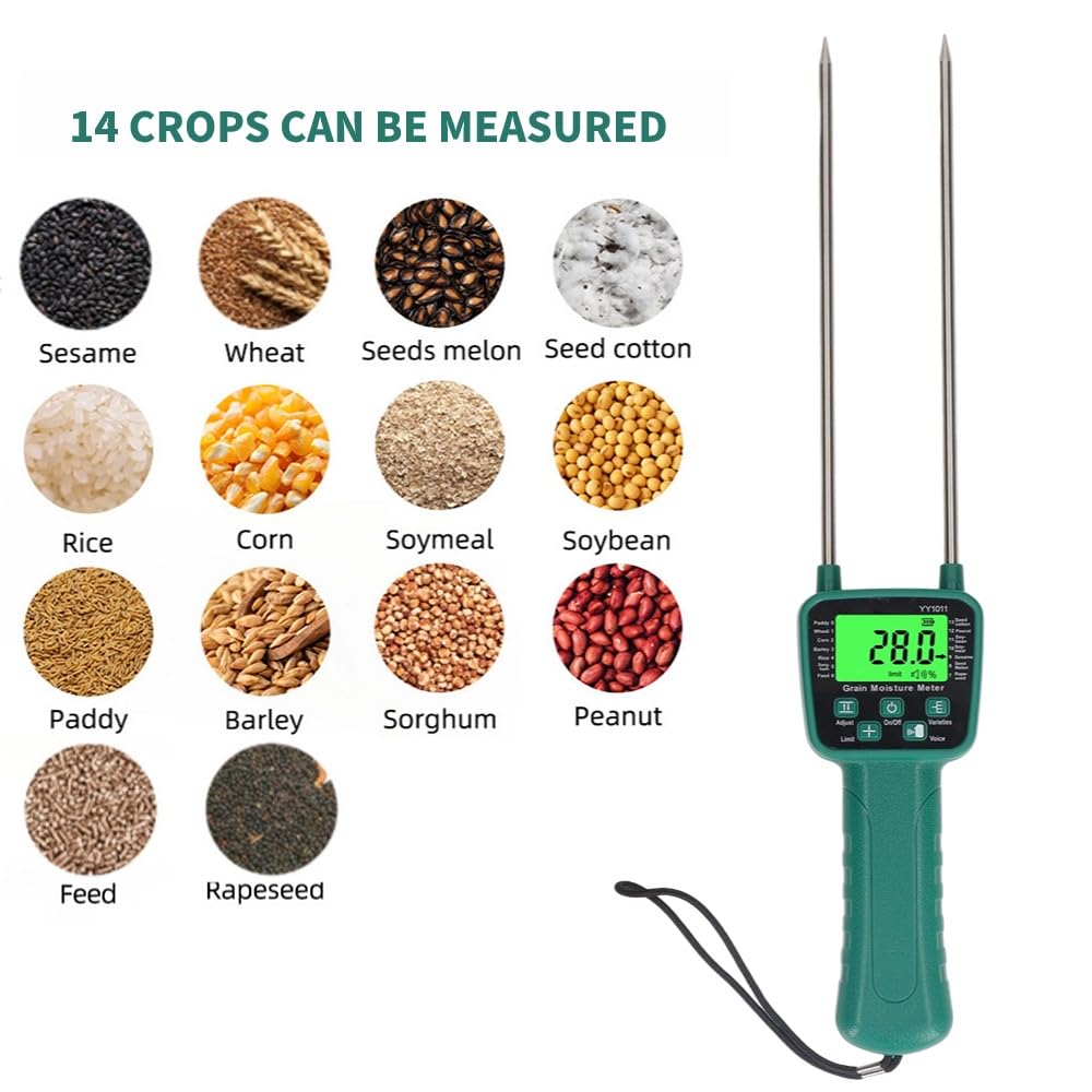 Portable Hay Tester, Hay Bale Tester with Probe for Sesame Wheat Corn Soybean Rice Barley Sorghum Peanut Kernel Rapeseed