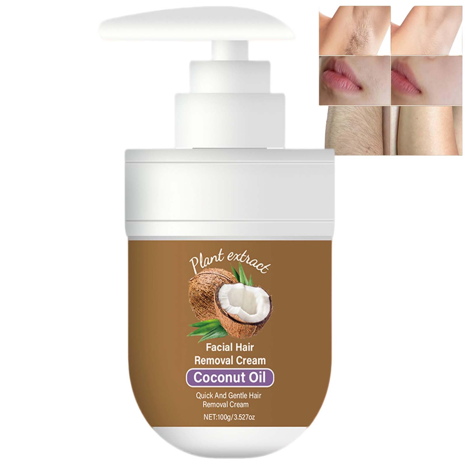 Depilatore delicato, veloce e indolore, per la rimozione dei peli del corpo e del viso, crema depilatoria per il viso con olio di cocco naturale, idratante, lenitiva (5 pezzi)