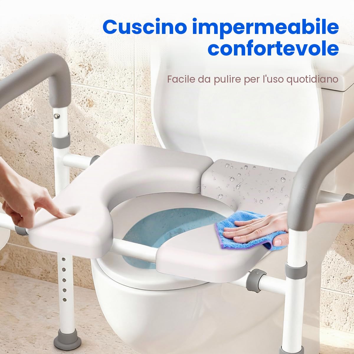 Agrish Sedile WC Rialzato con Braccioli | Regolabile in altezza e larghezza, sedile rialzato per anziani e disabili, adatto per ogni tipo di WC
