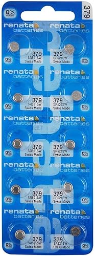 Renata 379 SR521SW Baterías 1.55 V Óxido de Plata 379 Batería de reloj (10 unidades)