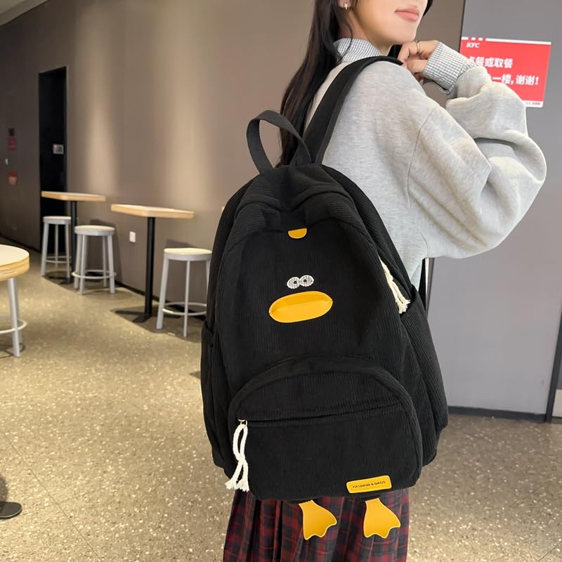 Cartoon Duck Backpack Aesthetic Backpack Bookbag for (Black)2