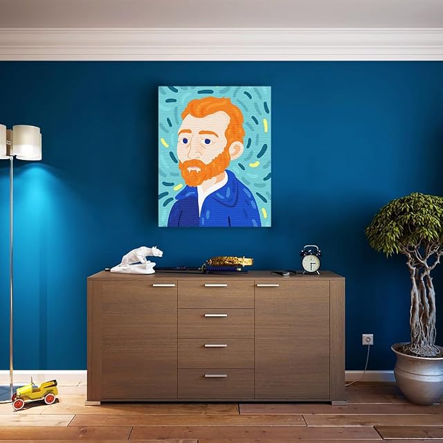 Foto 4 de 8 de ARTNAPI Pintura por números para adultos con marco, pintada a mano, abstracta de Vincent Van Gogh