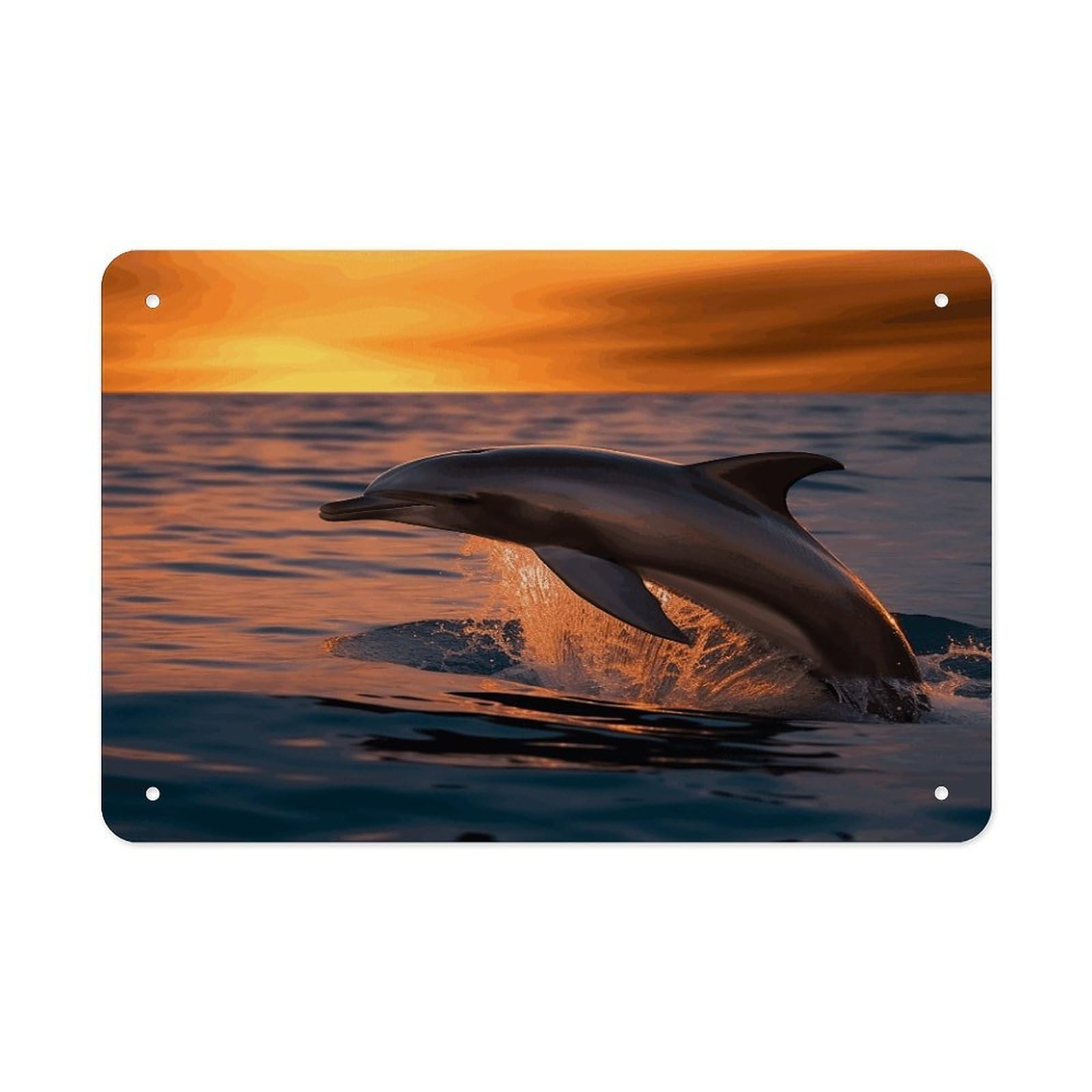 Fodpand Style Dusk Dolphin Wall Art Metal Signs Tin Sign