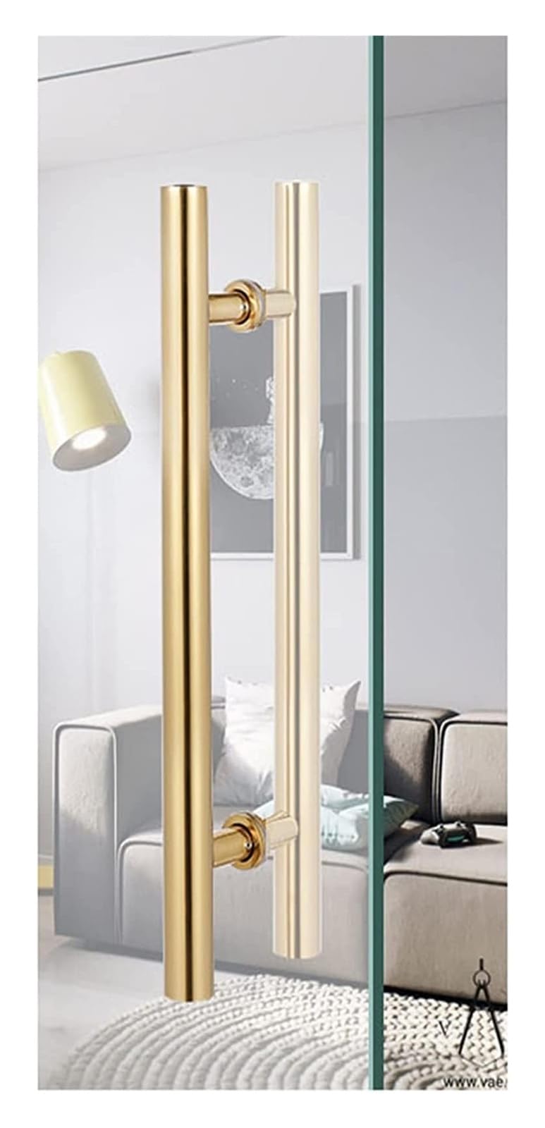 CWCQGH Push Pull Door Handle, Sliding Barn Door Handles, Front Door Handle,Heavy Duty Steel Push Pull Door Handle with Fittings for Shower Glass Sliding Door/Wooden Barn Door,Gold-80cm/31.5inch