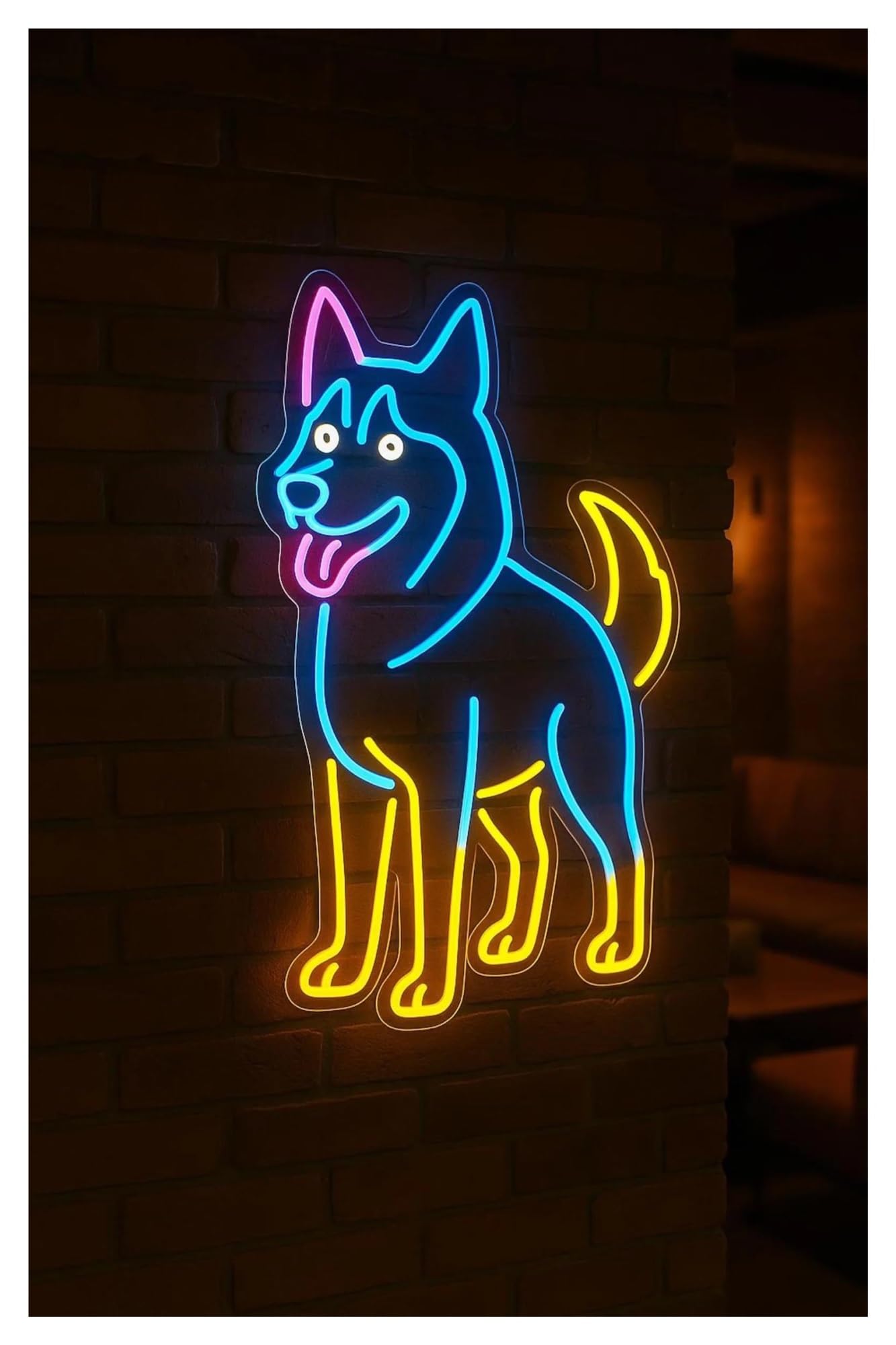 Scritta luminosa Insegna Al Neon HuHusky Pet Shop Decor Dog Light Dimmerabile Per Spazi A Tema, Decorazione Per Cameretta Dei Bambini Amanti Degli Animali, 38cm