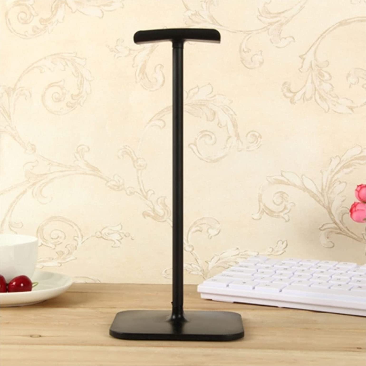 Supporto for cuffie in metallo e silicone, semplice, adatto a tutti i supporti for auricolari(Black)