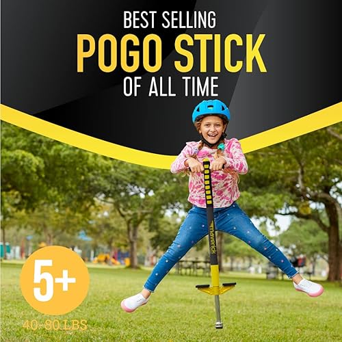 Miniatura 41 de Flybar Maverick Pogo Stick para niños a partir de 5 años, 40 a 80 libras, perfecto para principiantes, asas de fácil agarre, clavijas Negro/Plateado
