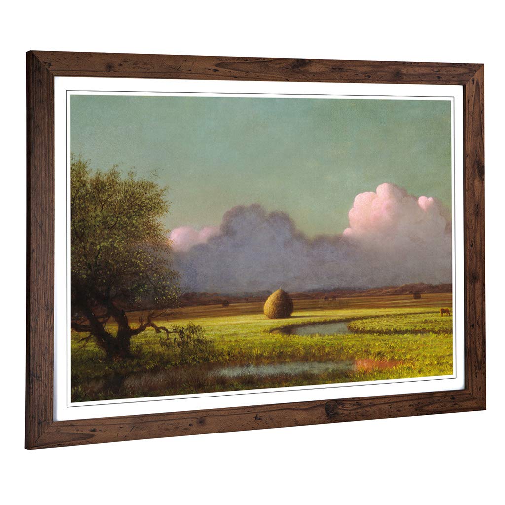 Big Box Art Framed Print of Martin Johnson Heade Sunlight and Shadow, Newbury Marshes Design | Wall Art Picture| Home Decor for Living Room, Bedroom, Office, Walnut, A2 / 24.5x18 Inch / 62x45cm