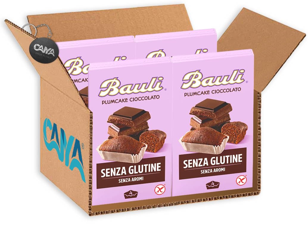 4X Bauli Plumcake con Cioccolato Senza Glutine (Gluten Free) 4 Monoporzioni 132g [CAIYA® BOX da 4 Confezioni]